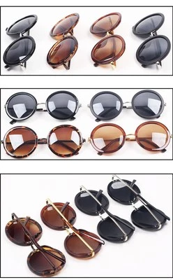 Womens Mens Sunglasses Vintage Retro Round Celebrity Big Oversized Black Brown • $7.99