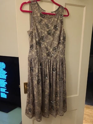 £12.99 • Buy Monsoon Embellished Lined Beaded Occasion Dress Size 14