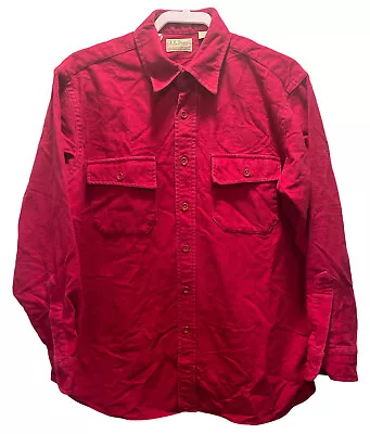 $35.99 • Buy Vintage LL Bean Shirt Mens Size 16 Chamois Cloth Long Sleeve Large Red Warm