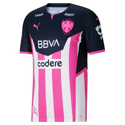 Puma Monterrey Pink Crew Neck Short Sleeve Soccer Jersey Replica 2122 Mens Size • $34.99