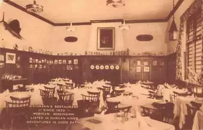 Meridan Mississippi Weidmann's Restaurant Dining Room Vintage Postcard AA35349 • $10.75