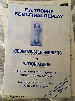 1990/91 Kidderminster V Witton Albion FA Trophy Semi Final • £0.99