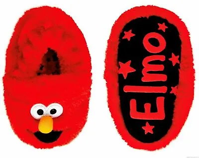 Elmo Sesame Street Toddler Red Slip-on Fur House Shoe Slipper With Non-slip Grip • $11.69