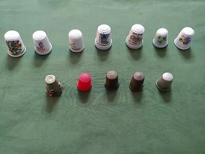 Vintage Lot Of 12 Sewing Thimbles Souvenir States One Possibly Silver Vintage • $8