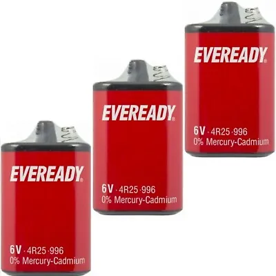 3x EVEREADY 4R25RZ/B 6v PJ996 Torch Lantern Battery 6 Volt 908 996 430 Batteries • £16.90