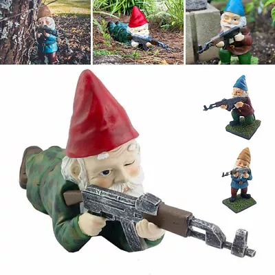 Funny Army Garden Gnome Statue Figure Sculpture Resin Home Lawn Decor Ornament·✓ • £10.22