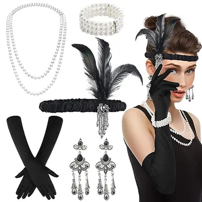 Ladies 1920s Flapper Gatsby Accessories Set Charleston Fancy Dress Up Costume • £10.99
