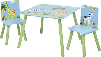 Liberty House Toys Wooden Safari Table And Two Chair Set Engineered Wood Blue • £56.85