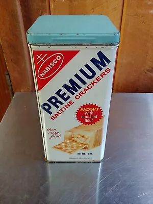 Vintage Nabisco Premium Saltine Crackers Tin 14 Oz 1969 • $13.49