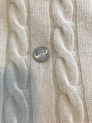 $45 • Buy Vintage Brooks Brothers  Men's Ivory Cable Knit 4-ply Cashmere Sweater-XL-Cutter