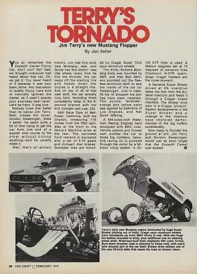 1973 Ford Mustang Vintage Magazine Article Ad Jim Terry Funny Car 484 Hemi 1974 • $3