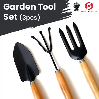 3pc Set Mini Gardening Hand Tool Set Cultivator Fork Trowel Shovel Kit Garden UK • £7.99