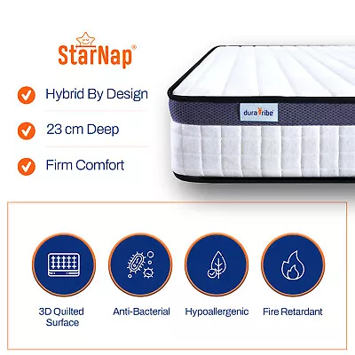 StarNap Hybrid 23cm Firm Mattress | Pocket Spring | Memory Foam | Breathable • £229.90