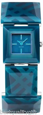 $424.99 • Buy Burberry Teal Blue Acrylic Signat Bracelet Watch-bu4926