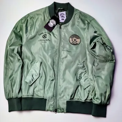 Crooks & Castles Bomber Zip Jacket Men's Large Mint Green High Society 420 Style • $72