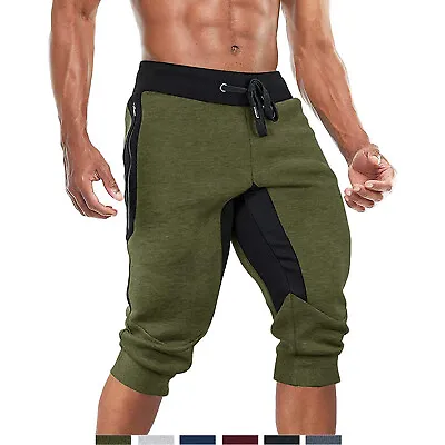 Mens 3/4 Jogger Capri Pants Gym Workout Running Sport Athletic Fit Casual Shorts • $21.97