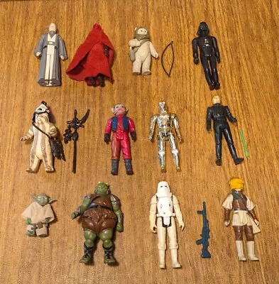 Lot Of 12 Vintage 1970s 1980s Kenner Star Wars Action Figures 4 Weapons • $82