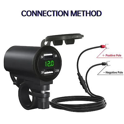 3.1A NEW Motorcycle Vehicle-mounted Charger Modified USB Dual-port Charger Black • $13.99