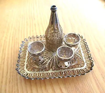 Vintage Silver Gilt Miniature Dolls House  Drinks Tray  25.4  Grms • £45
