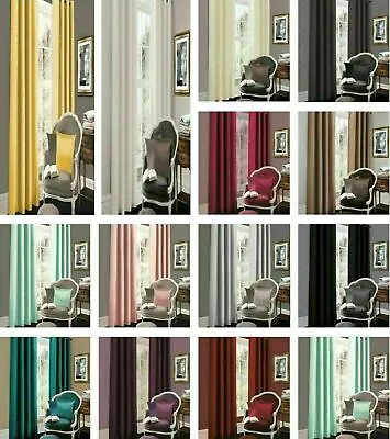 £22.49 • Buy Thermal Blackout Curtains Ready Made Eyelet Ring Top Energy Saving With Tie Back