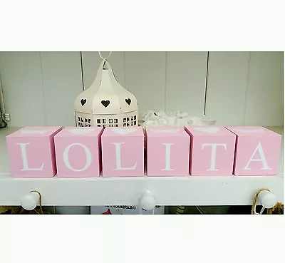 £3.50 • Buy Shabby Chic Personalised Name Letter Baby Christening Wooden Blocks Gift