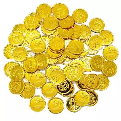 100 Pcs Plastic Gold Coins $1 Pirate Treasure Chest Play Money • $19.35