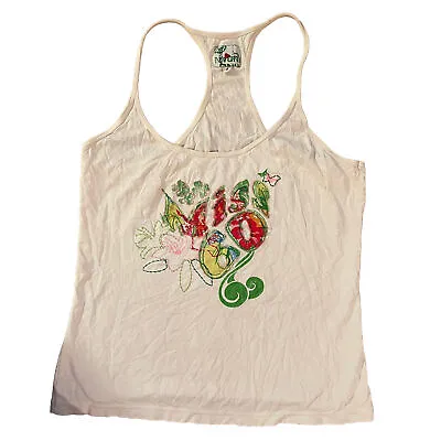 VINTAGE Y2K Floaty Miss Sixty Tank Top White Flowers Print Sz Large • $57