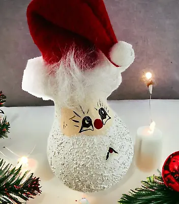 Vtg Handmade Santa Head Ornament From A Light Bulb • $10.30