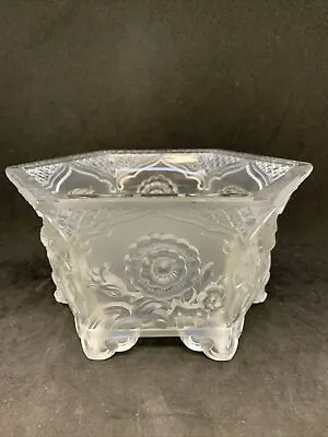 Verlys Console Bowl Signed Frosted Deco Crystal Centerpiece Art Glass • $98.99