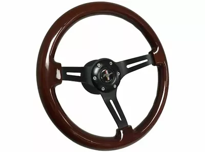 1968-78 Mustang Mahogany Wood Steering Wheel Kit Black Pony Emblem NEW  • $195