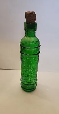 Vintage Grapes Green Glass Little Bottle With Cork - Bottle Length 4 3/4  • $14.50