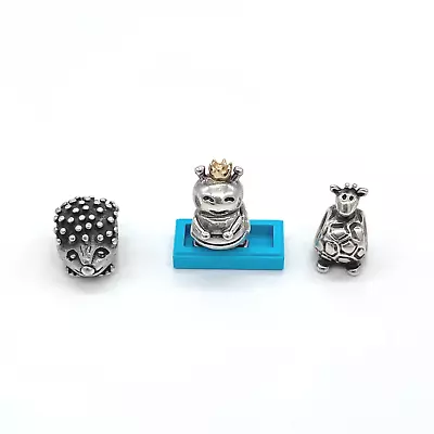 Pandora Sterling Silver Queen Bee 790227 Hedgehog 790333 Giraffe 790274 Lot Of 3 • £57.91