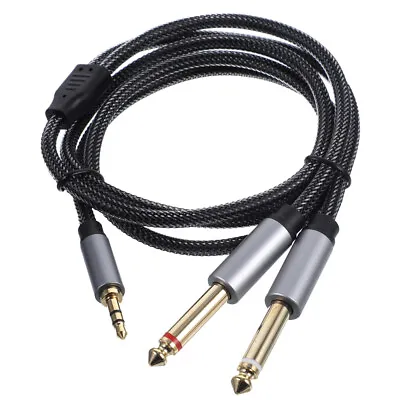  Cable Splitter Line Copper Stereo Jack To 2 Mono Jacks 1/4 3.5mm Adapter 6.35mm • £6.95