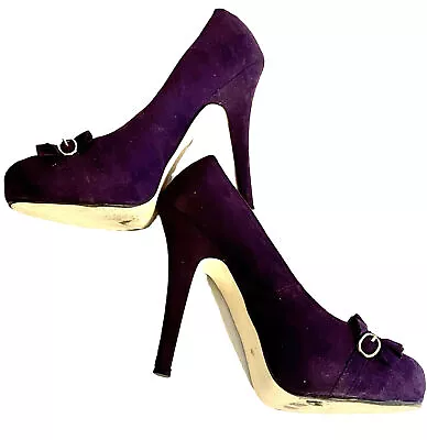 Shoe Dazzle Ophelia Size 7.5 Purple Suede Platform Stiletto 5 Inch Heels • $18