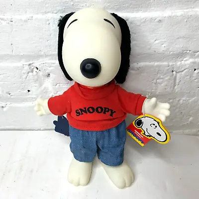 VINTAGE PEANUTS Snoopy Red Sweater APPLAUSE Plush DOLLS 40th Anniversary Rubber • $39.95