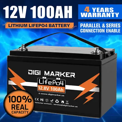 12.8V 100Ah Lithium Iron Battery LiFePO4 Rechargeable Deep Cycle RV Boat Camping • $399