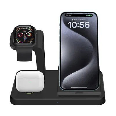 USB-C Charger Dock 3in1 Fast Charging Stand Charger For Apple Watch S9 IPhnoe 15 • £14.99