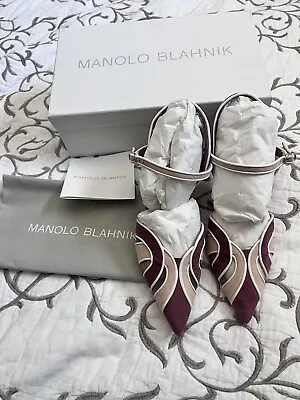 Manolo Blahnik Multicolor Suede Mary Jane AMR Pumps 38 NWT • $390