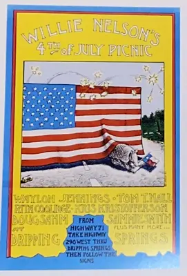 $9.99 • Buy Willie Nelson Concert Poster - Waylon - Kristofferson - Dripping Springs, Texas
