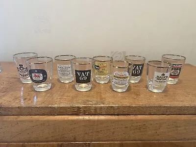 Vintage Scotch Whisky/Spirit Shot Glasses - Haig Vat 69 White Horse Etc X 9 • £30