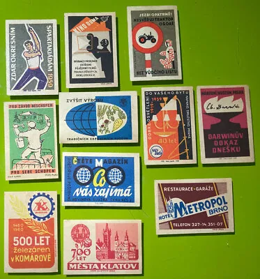 Vintage Czechoslovakia Lot 11 Matchbox Matches Labels 1959 Unused • $7