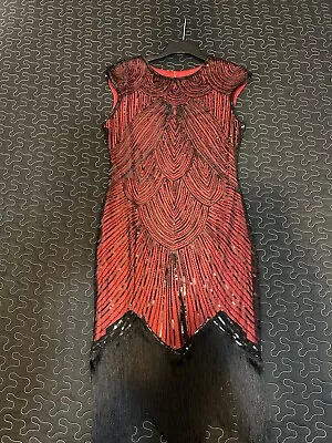Flapper Dress 1920 Beaded/Fringed/Sequins Size XXL•Black/Dark Red•NWOT • $24