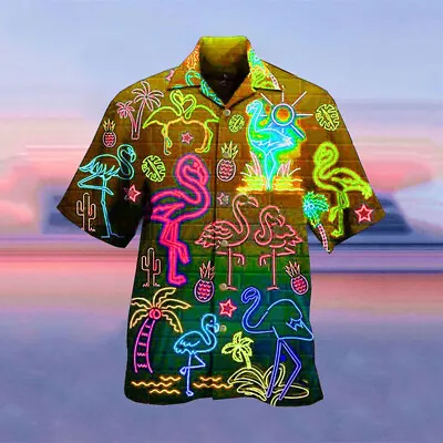 Mens Hawaiian Shirt Stag Beach Hawaii Aloha Party Summer Holiday Fancy Tops Size • £10.79