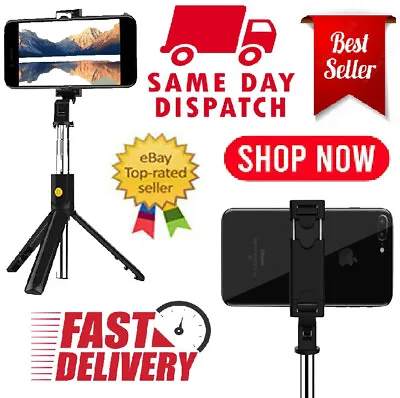 Selfie Stick Bluetooth Remote Monopod Phone Holder Tripod For IPhone Samsung IOS • £7.99