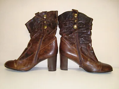 Woman’s Vero Cuoio Genuine Leather High Heel Ankle Boots Size US 7 EU 38 • $9