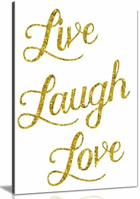 £19.99 • Buy Live Laugh Love Glittery Gold Faux Canvas Wall Art Picture Print