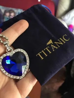 £11.99 • Buy Titanic Heart Of Ocean Blue Heart Love Forever Pendant Necklace + Velvet Bag