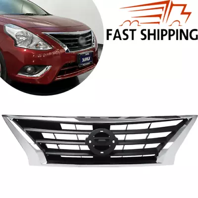 Chrome With Black Front Grille Upper Bumper Grill For Nissan Versa 2015-2019 • $73.58