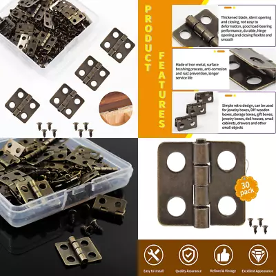 Mini Hinges Miniature Hardware With Screws For Wooden Box Crafts Chest 30 Pcs  • $9.07