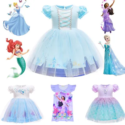 Kids Girls Princess Costume Fairytale Fancy Dress Up Ariel Rapunzel Elsa Dresses • £9.99